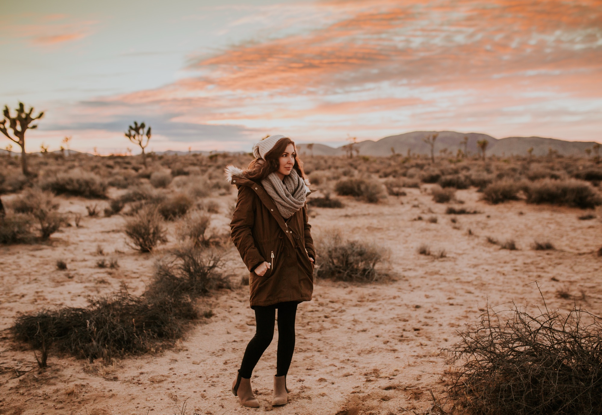 Stephanie Moikeha in the high desert at dusk.